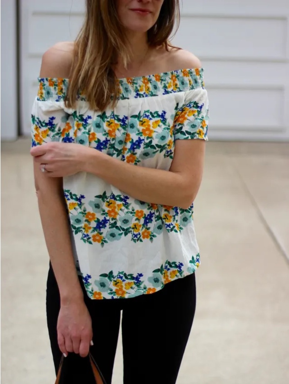 OLD NAVY Floral Off-The-Shoulder Top Cottagecore XL ITALIAN SUMMER